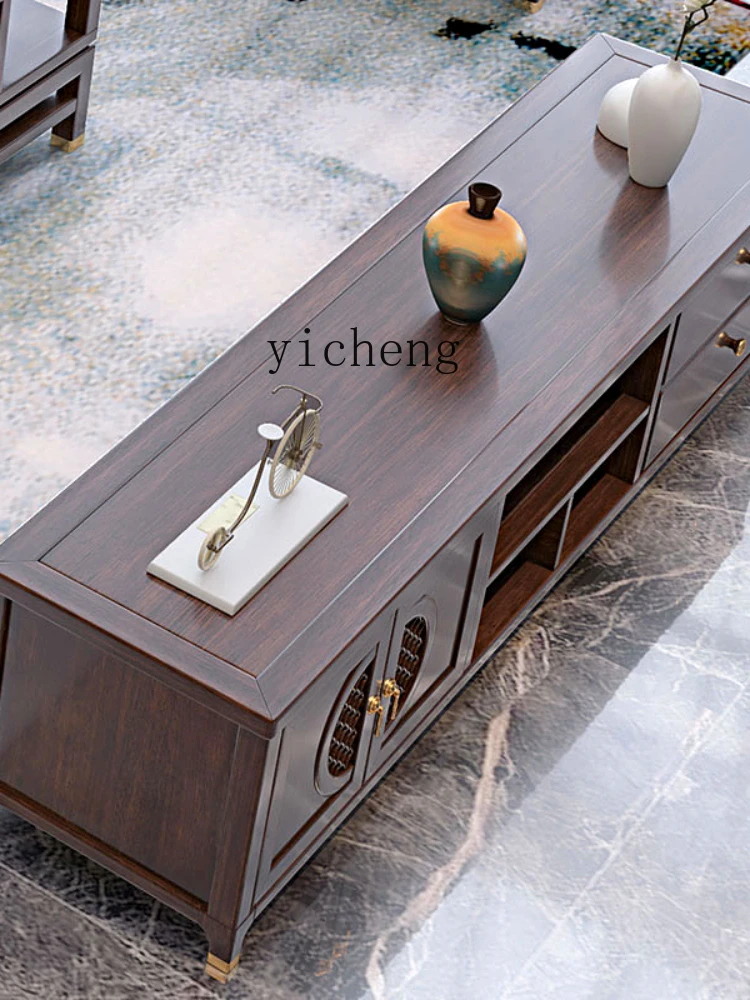 Solid Wood TV Cabinet Light Luxury Zen Locker Living Room Floor Cabinet Modern Large and Small Apartment Type Furniture