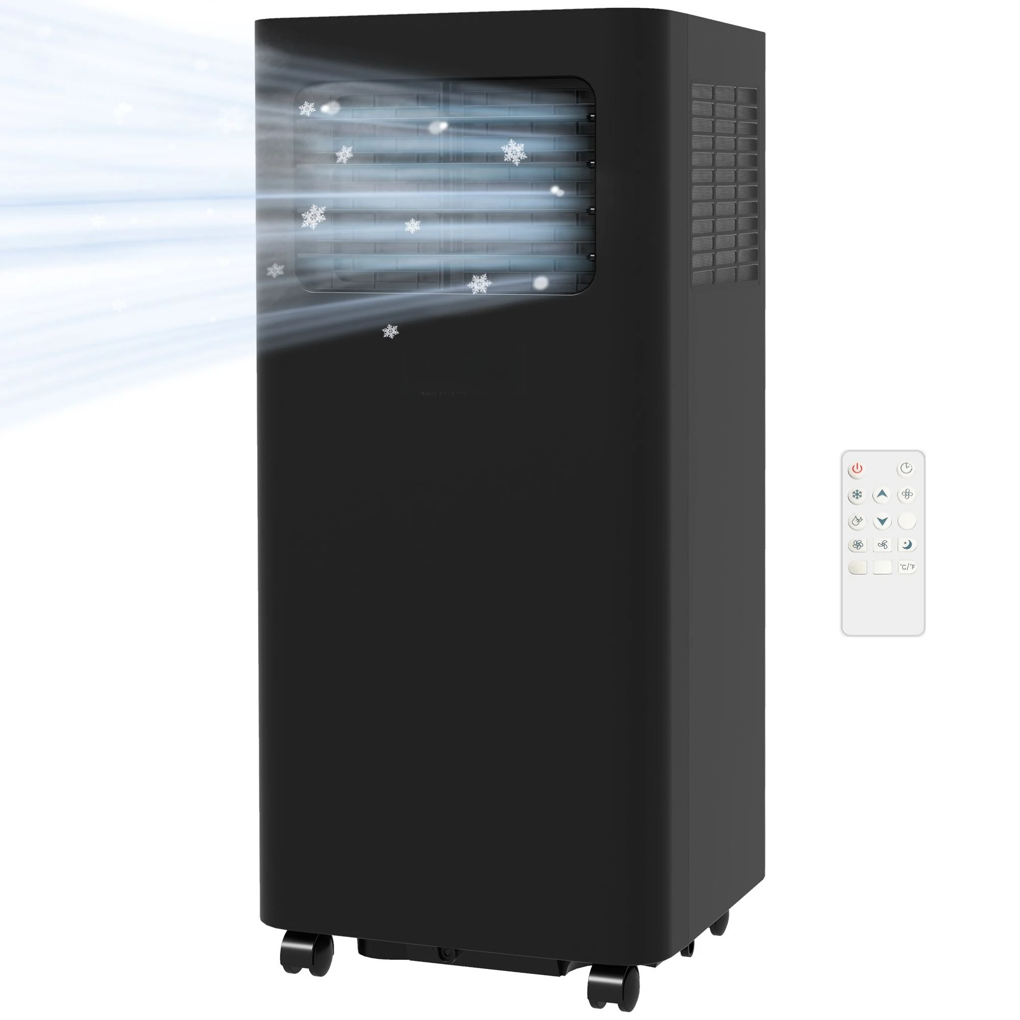 Para aire acondicionado móvil de 8000 BTU, 345 pies cuadrados. Ft., Unidad de CA con deshumidificador, suspensión, temporizador de encendido/apagado 24 horas, kit de ventana, negro