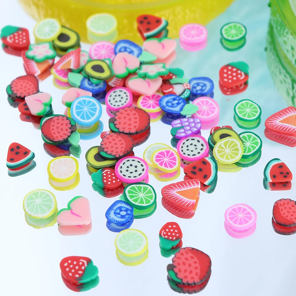 10g Cute Fruits Polymer Clay Slices Sprinkle For Resin Molds Filling Lemon Strawberry DIY Accessories Spring Keychains Making