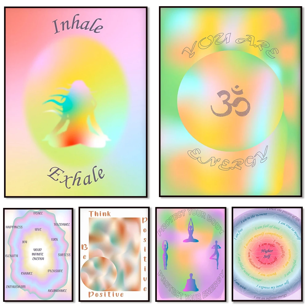 

Focus On Spiritual Gradient Print Art,Quantum Aura Wall Decor, Energy Poster, Gradient Energy Poster,Universe Human Home Decor