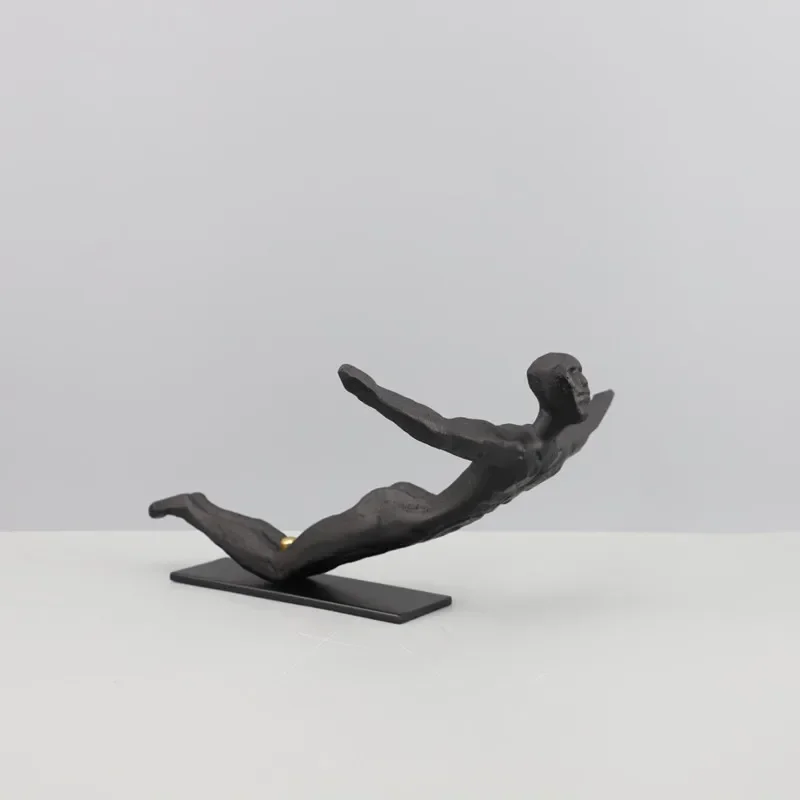 Metal Figure Sculpture, Abstract Art, Readers, Dancers, Cast Iron Black Figurine Ornaments, Home Decoration Accessories