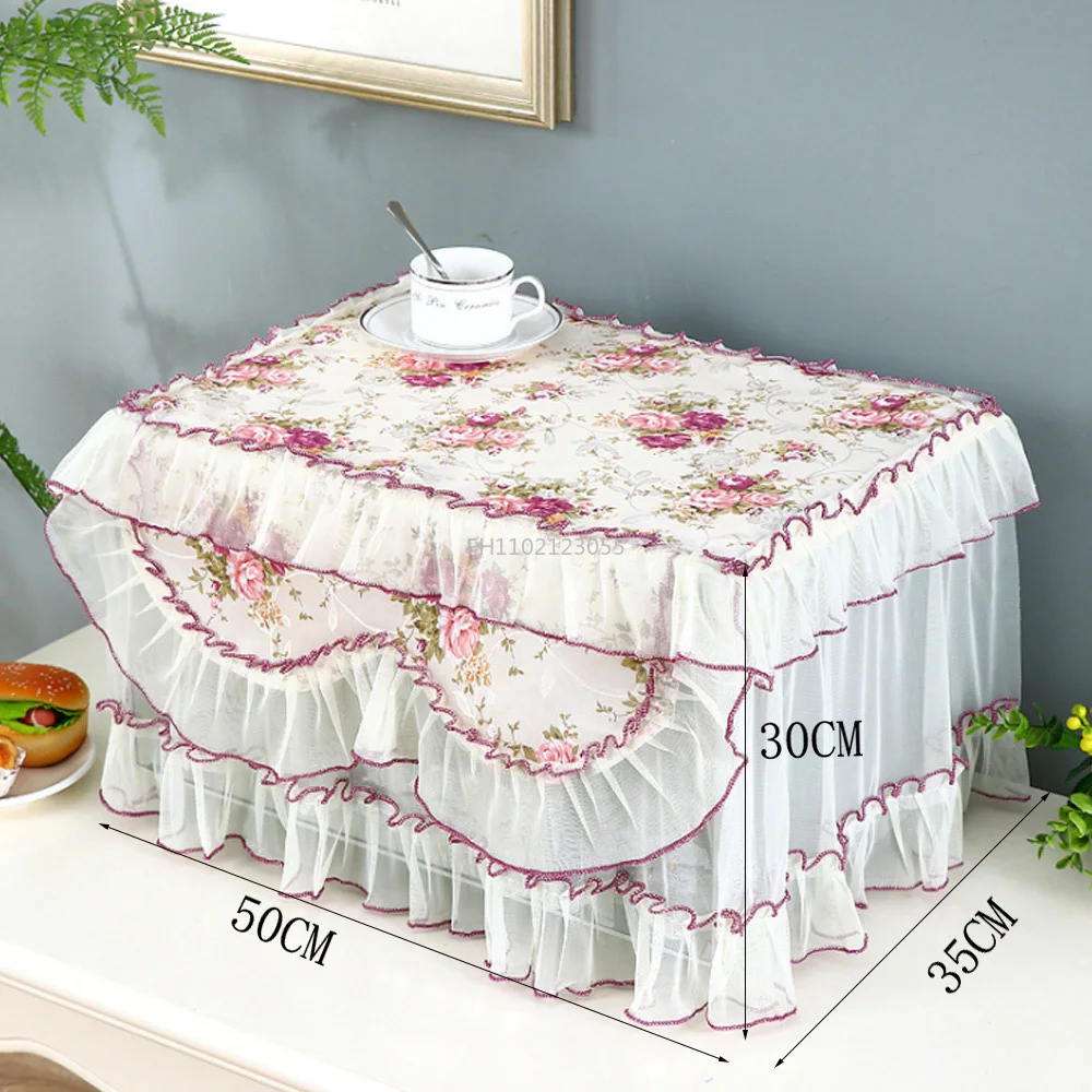 

Full Coverage Microwave Cover Towel Electric Oven Protective Cover Kitchen Accessory Household Tassel Dustproof Microwave Cover