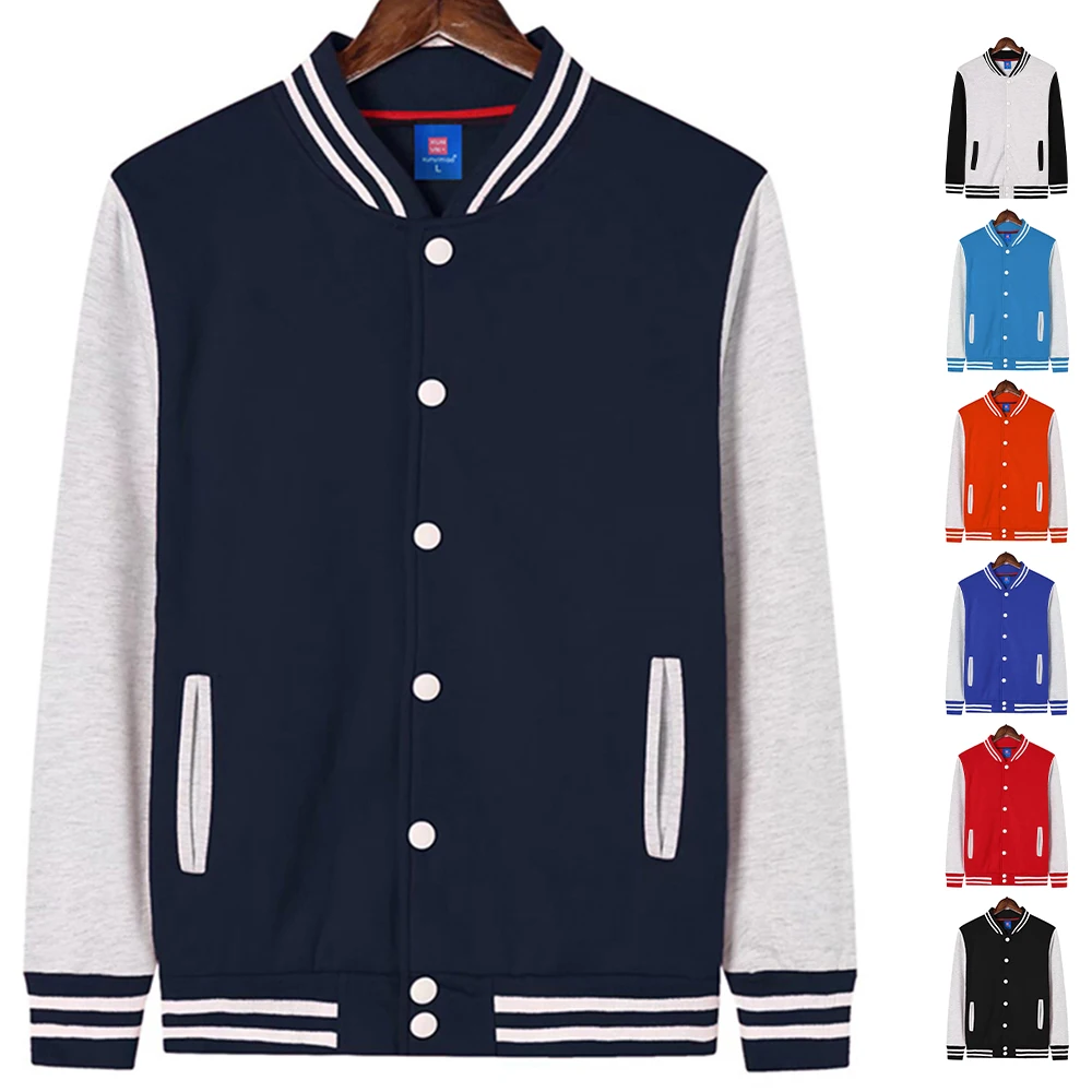 

Plain Fleece University Varsity Jackets Men Fashion Casual Coats Fall Warm School Letterman Jacket For Men Jaquetas Masculinas