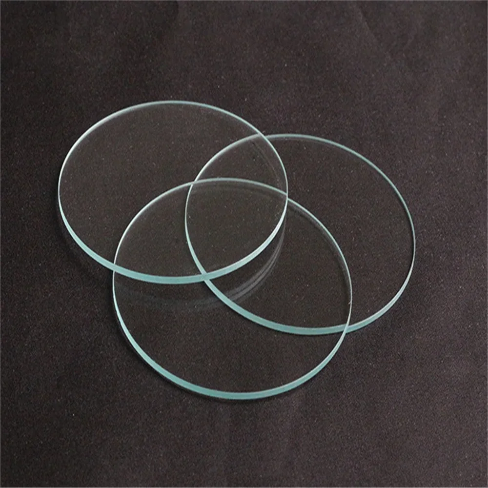 10 Pcs Circular Transparent Flat White Glass Slides 40-60mm Optical Clear Glass Lens Sheet Microscope Glass Slide Optical Fittin