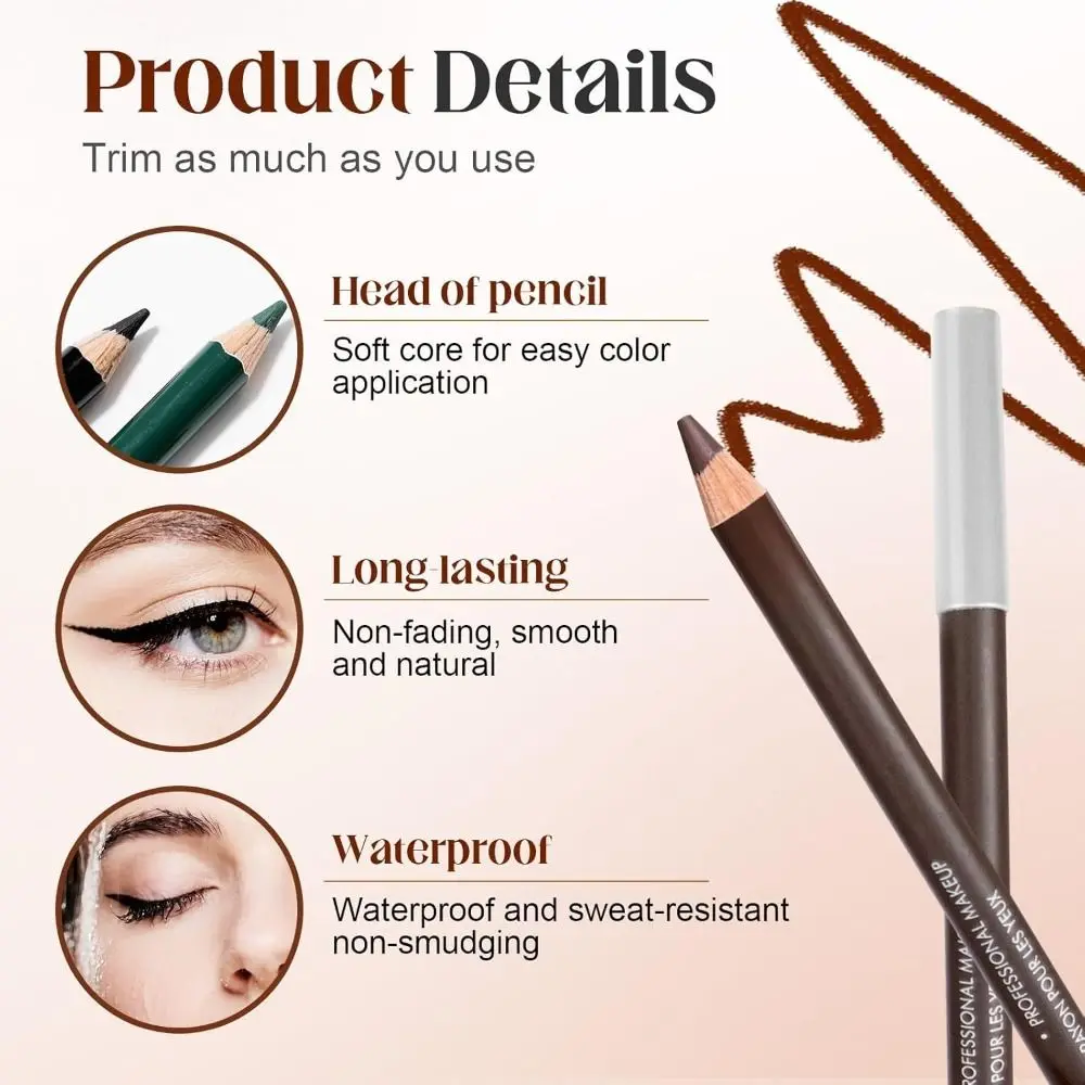 New Smudgeproof Eyebrow Pencil Natural Long-Lasting Eyebrow Pen Smooth Easy Coloring Brow Enhancer