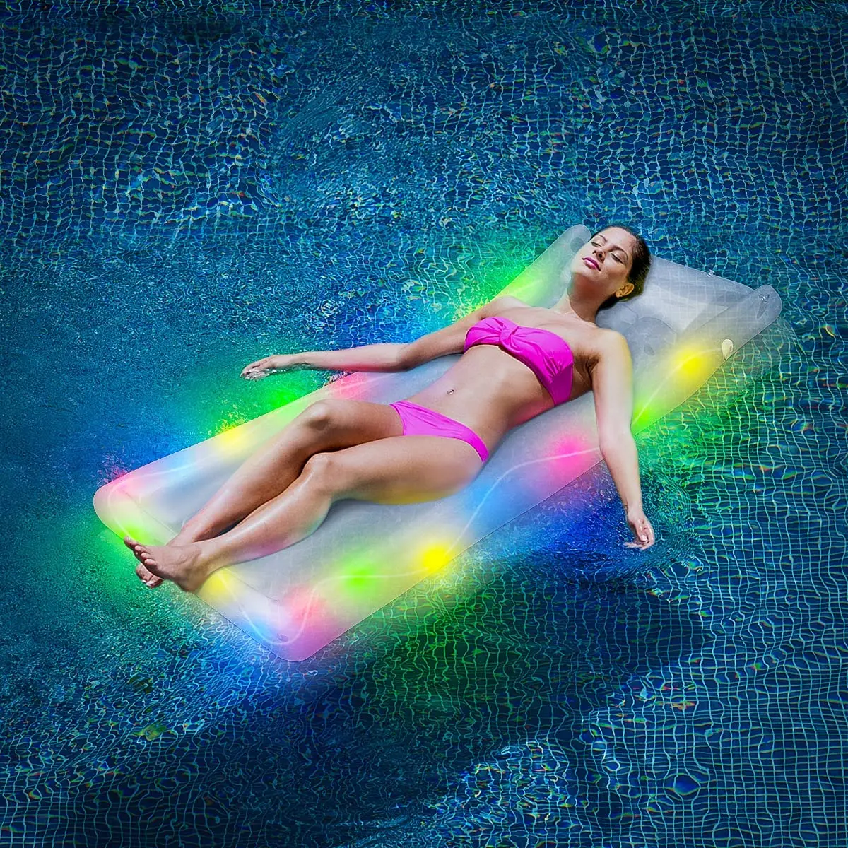 

Thick PVC Swimming Pool Float Inflatable Pool Float Light Emitting Diode 15 Custom Outdoor 90 Home Bed Warehouse Return Pool