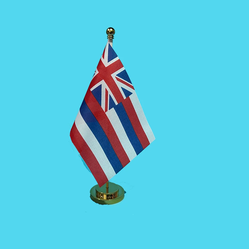Office Desk small Flag Of Hawaii flag 14x21cm polyester table banner USA state Hawaii flag Desk Ornaments Flags