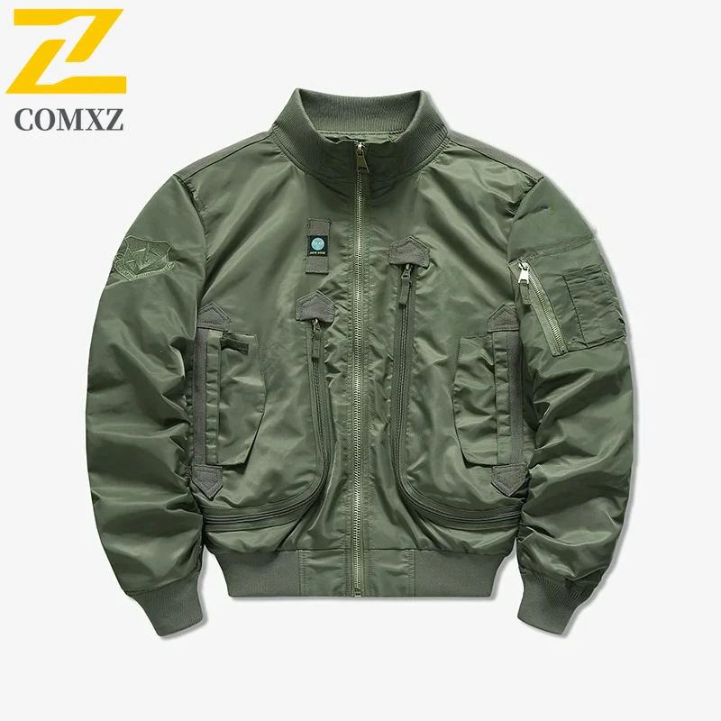 Outono inverno jaqueta de caça masculina tendência moda à prova de vento à prova dwindproof água locomotiva jaqueta multibolso quente roupas masculinas casaco novo