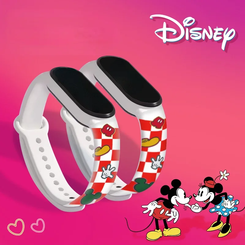 Disney Mickey Minnie Strap for Xiaomi Mi Band 3 4 5 6 7 Silicone Wristband Bracelet Smart Watch Replacement Band Accessory