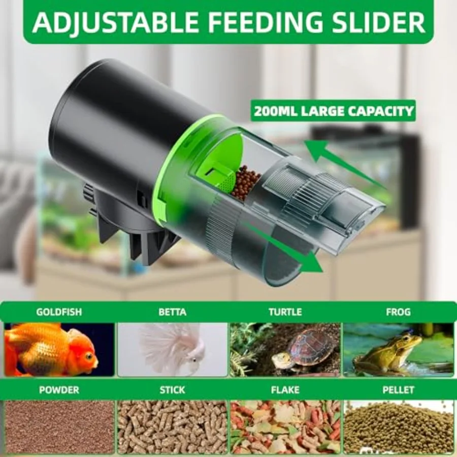 【Spot goods】Automatic Fish Feeder for Aquarium: Auto Fish Food Dispenser with Timer for Small Tank Betta Turtle - Battery Vacat view 3