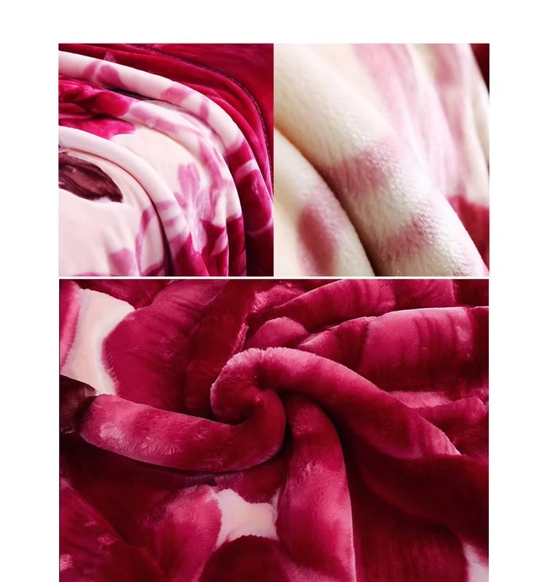 Winter Quilt Thick Warm Fluffy Blankets Super Soft Raschel Stitch Double Layer Winter Mink Throw Fat Quilts Double Size Blanket