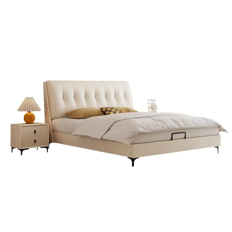 

Cream wind, clouds, Italian minimalism, leather bed, modern, soft storage bed