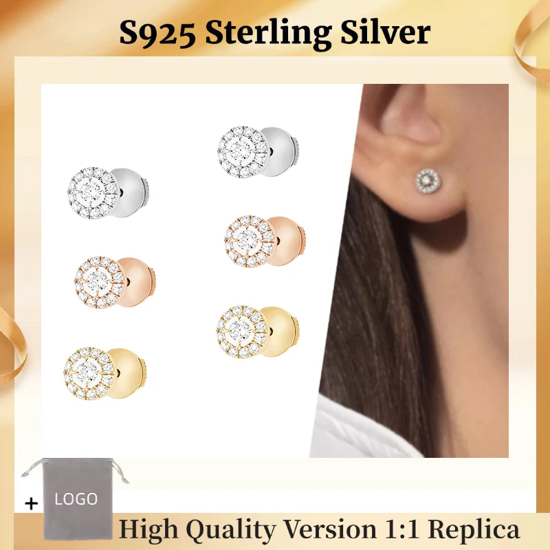 Official Website JOY Simple Round Diamond Earrings S925 Sterling Silver Earrings for Women High Quality Luxury Jewelry