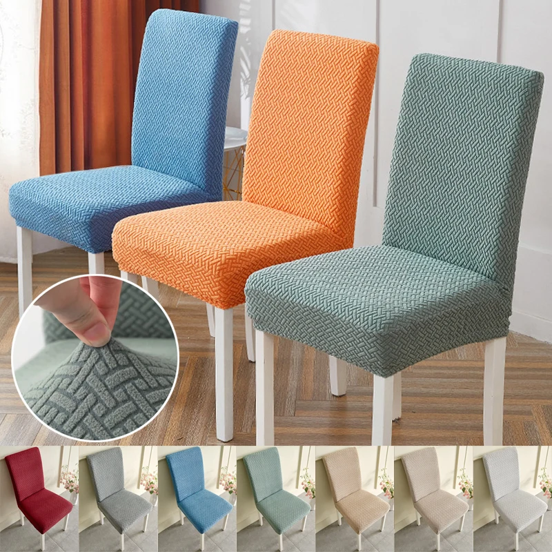 

1 Piece Jacquard Chair Cover for Dining Room Stretch Jacquard Dining Chairs Cover Slipcover Elastic Spandex Kitchen Chair Covers