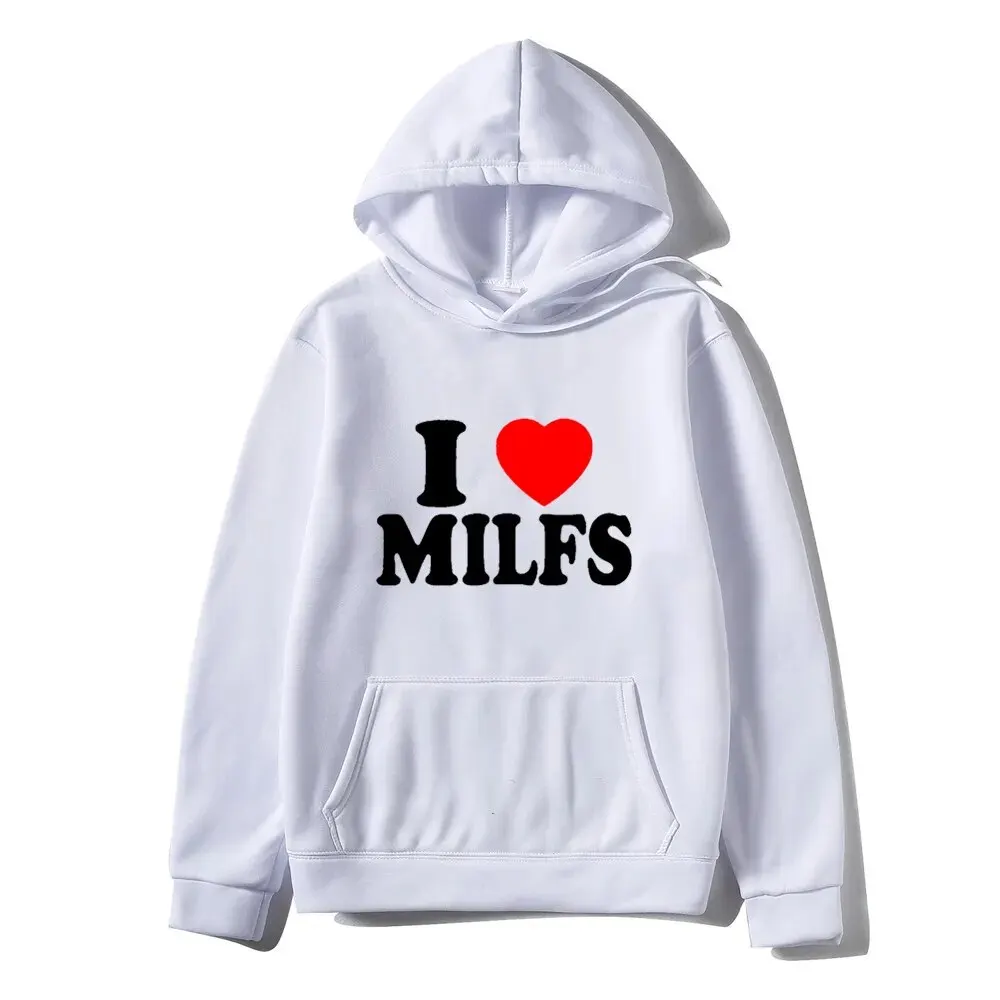 New I Love MILFS Hoodies Letter Printed Men Woman Fashion Hip Hop Hoodie Hooded Sweatshirts Pullovers Unisex Tracksuits Clothing