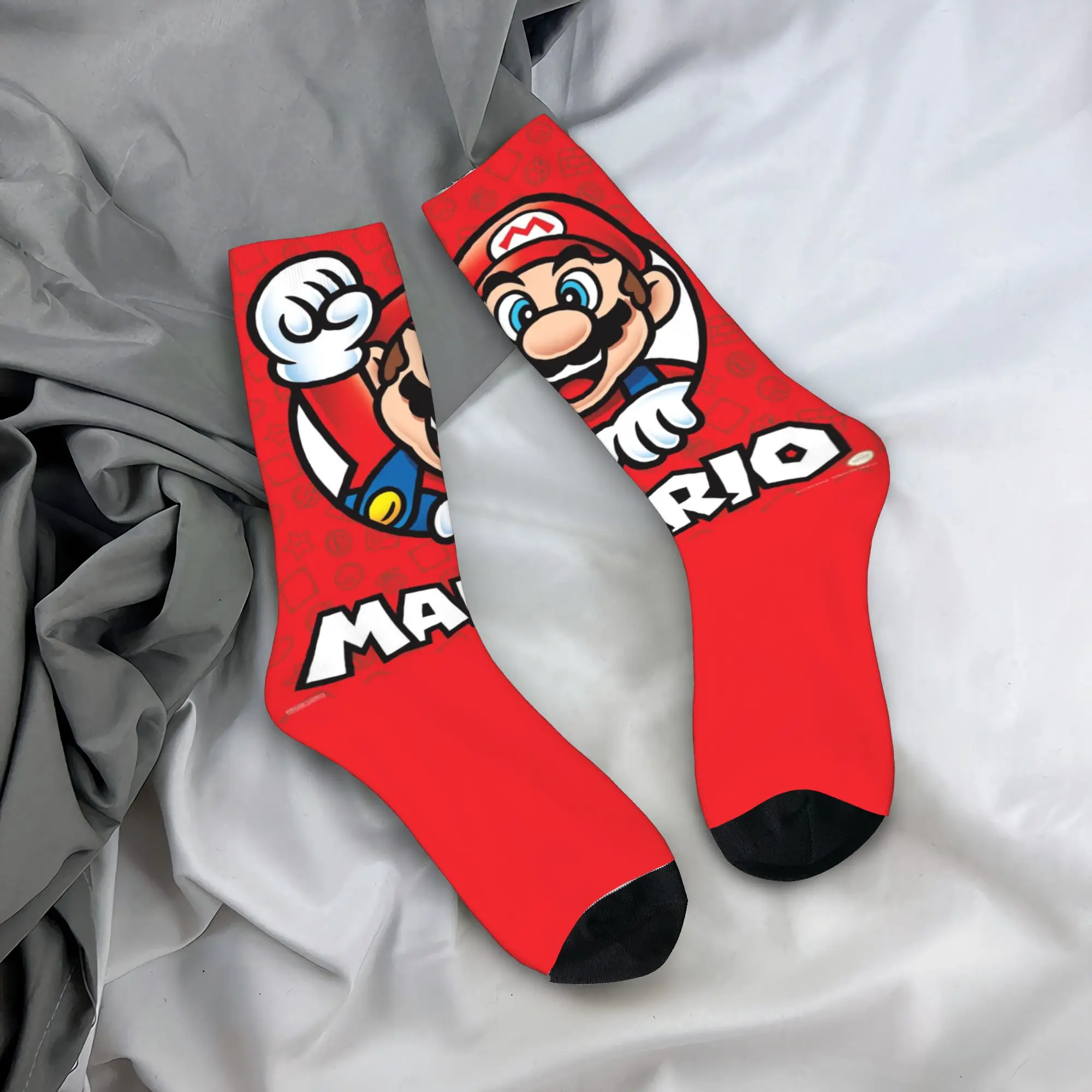 

Женские и мужские носки Marios Game, зимние модные мягкие дышащие носки, нескользящие носки для бега на заказ