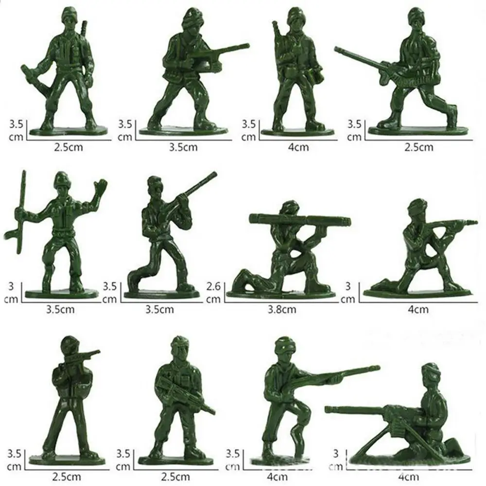 Figurines militaires en plastique pour enfants, 12 poses, 100 pièces/ensemble