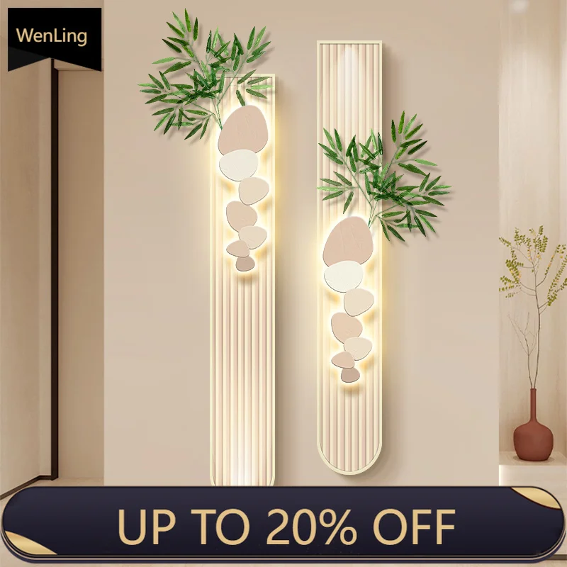 Cream-Style Entrance Hall With Simulated Green Plants, Corridor And Passageway, High-End Atmosphere Wall Lamp Painting
