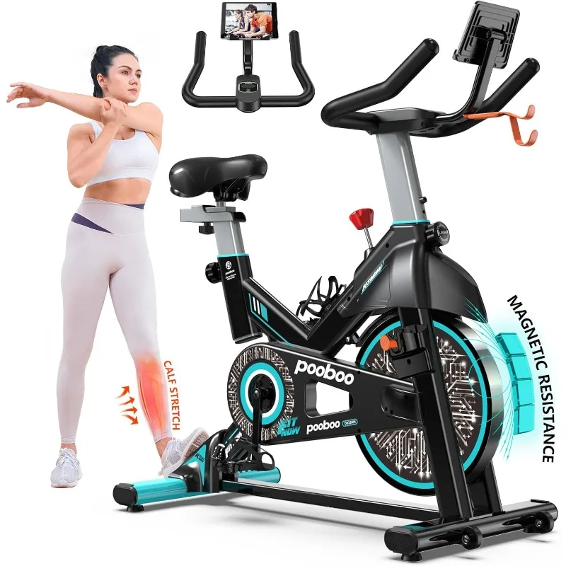 Adjustable Magnetic/Brake Pad Resistance Silent Belt Drive, Indoor Cycling Bike for Home Cardio, Fitness Stationary Bike