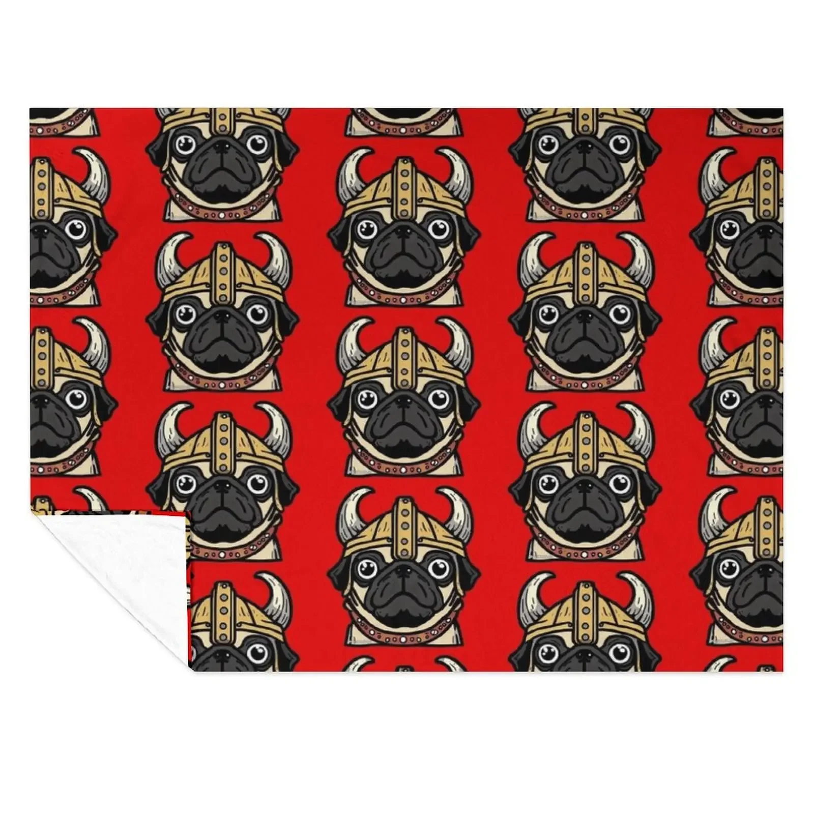 

Viking Pug Throw Blanket manga Loose Soft Plaid Decorative Throw Blankets