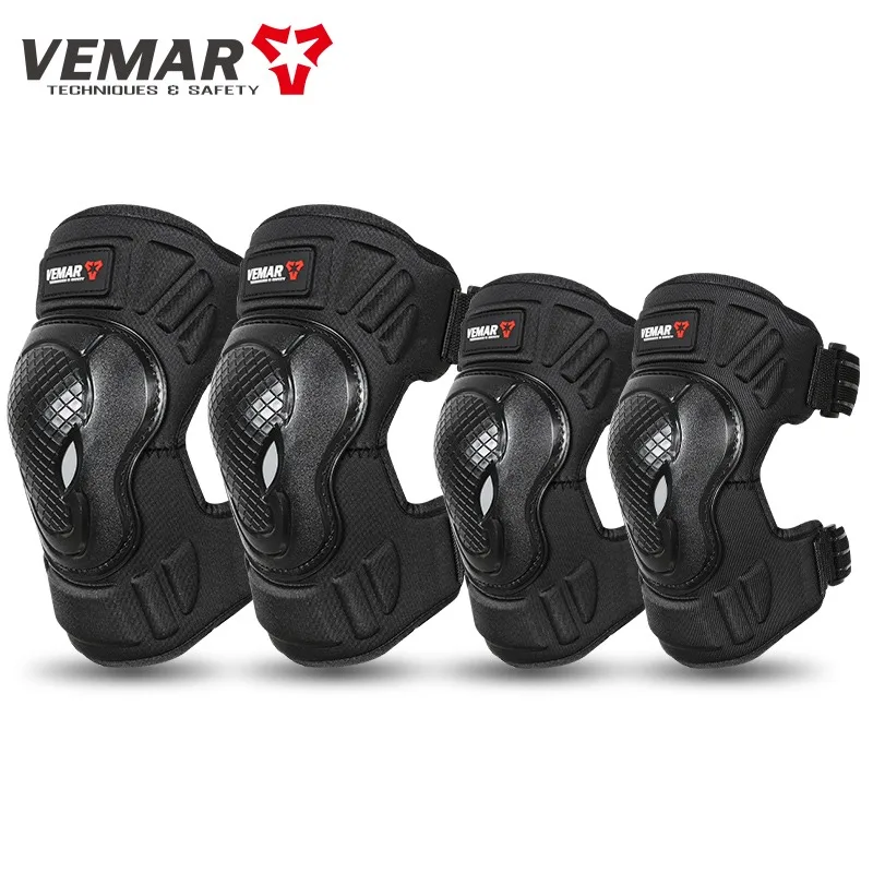 4Pcs/Set VEMAR Knee and Elbow Protector Motorcycle Men Women Accesorios Short Style Motocross Riding Knee Brace Elbow Pads