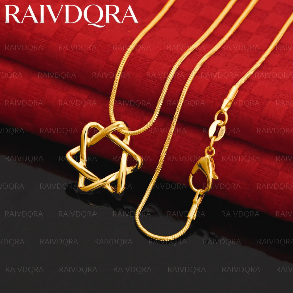 

18K Gold Plated Hexagonal Star O Chain Pendant Necklace Suitable For Women Fashion Jewelry Charm Engagement Wedding