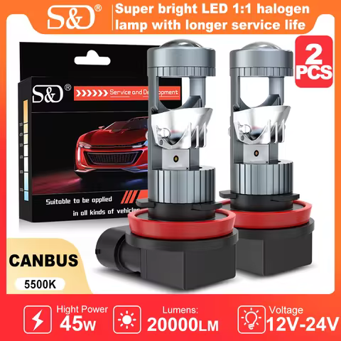 S&amp;D H8 H11 LED Canbus 45W 20000LM 9005 HB3 9006 HB4 Fog Light Bulb Car LED HeadLight Mini Auto Lamp for Car Driving 5500K White