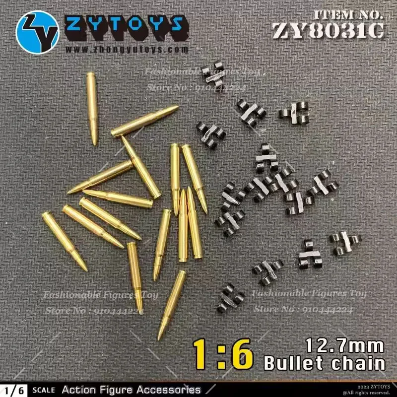 ZYTOYS 1/6 Scale M2 Browning Pistol Heavy Machine Gun Mini 12.7MM Metal Bullet Chain Fit 12Inch Action Figure Body Soldier Dolls