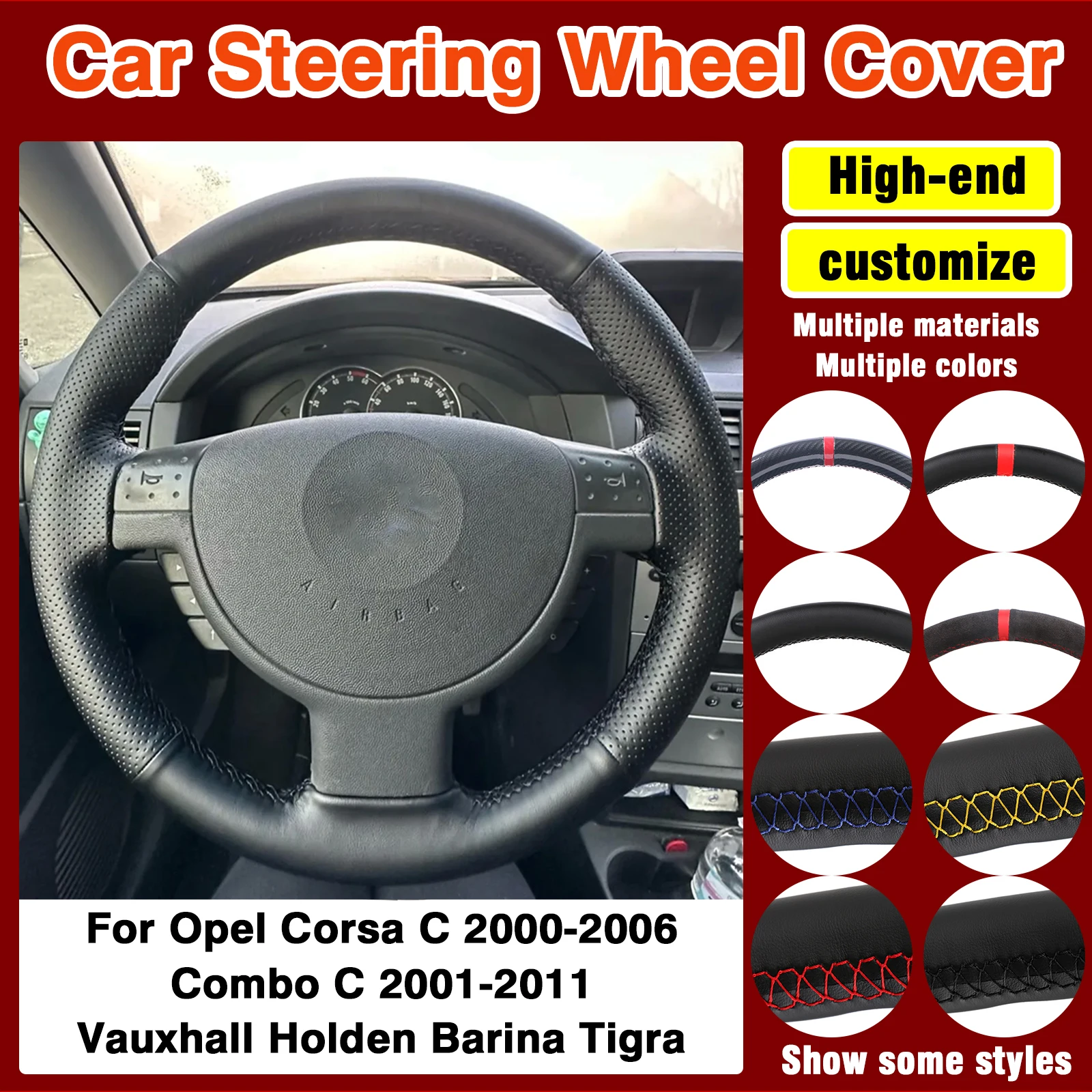 

Для Opel Corsa C 2000-2006 Combo C 2001-2011 Vauxhall Holden Barina Tigra кожаный чехол на руль автомобиля из микрофибры