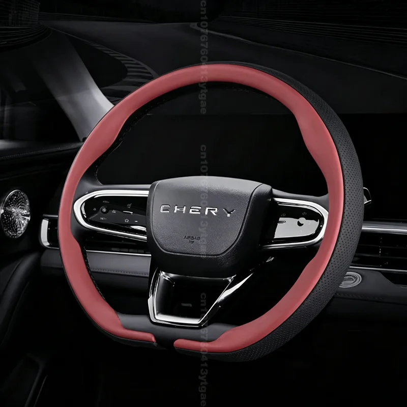 38cm Non-Slip Suede Car Steering Wheel Cover Nappa leather For Chery Arrizo 5 6 7 Series Omoda 5 E5 Arrizo Auto Accessories