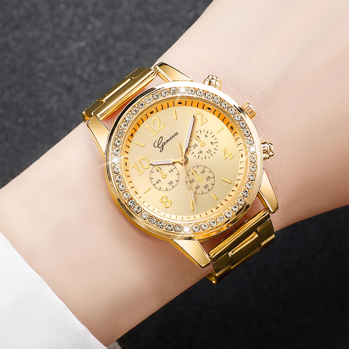 3PCS/Set Fashion Rhinestone Women's Watches Stainless Steel Band Quartz Watch（Without Box）