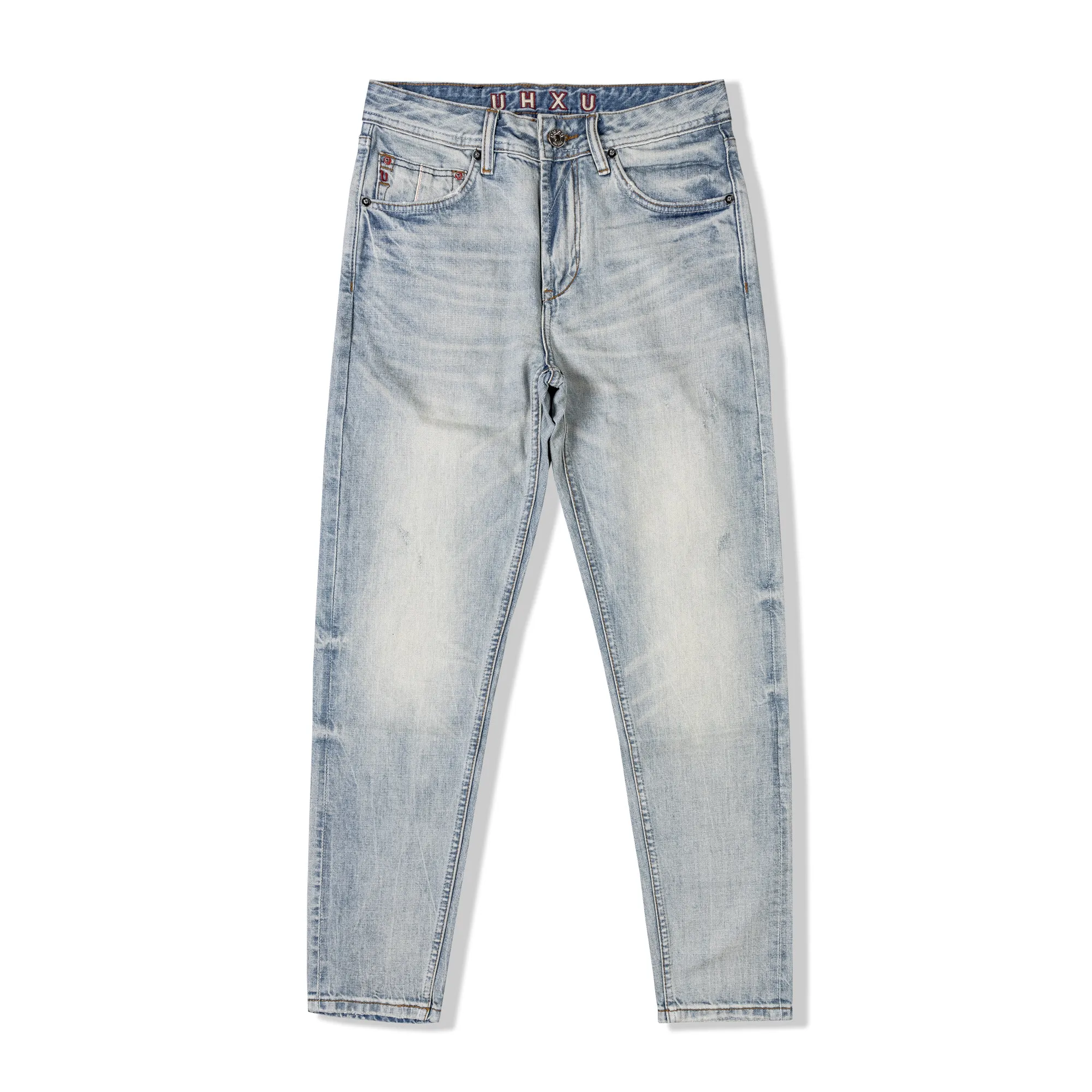 

Джинсы Amekaji 12oz из селвидж-денима, винтажные, светло-голубые, с эффектом потертости, в стиле Light Luxury, прямого кроя, для повседневной носки, летние, стрейч, 2026