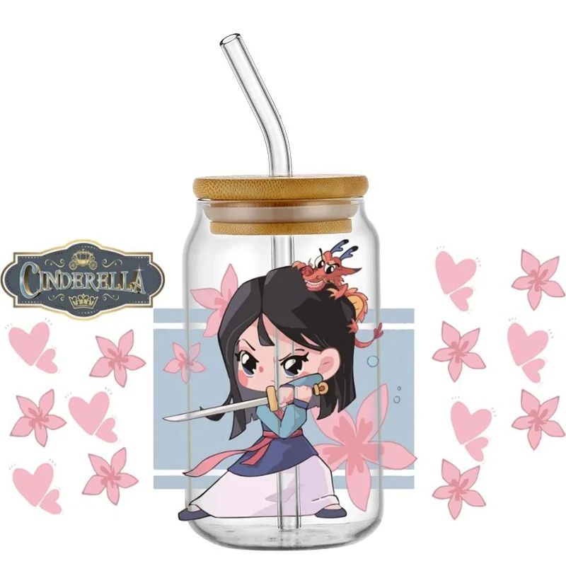 Miniso Q-version Princess UV DTF Transfer Sticker Cartoon for 16 Oz Libbey Cups Wrap Selfadhesive Waterproof Decals Custom