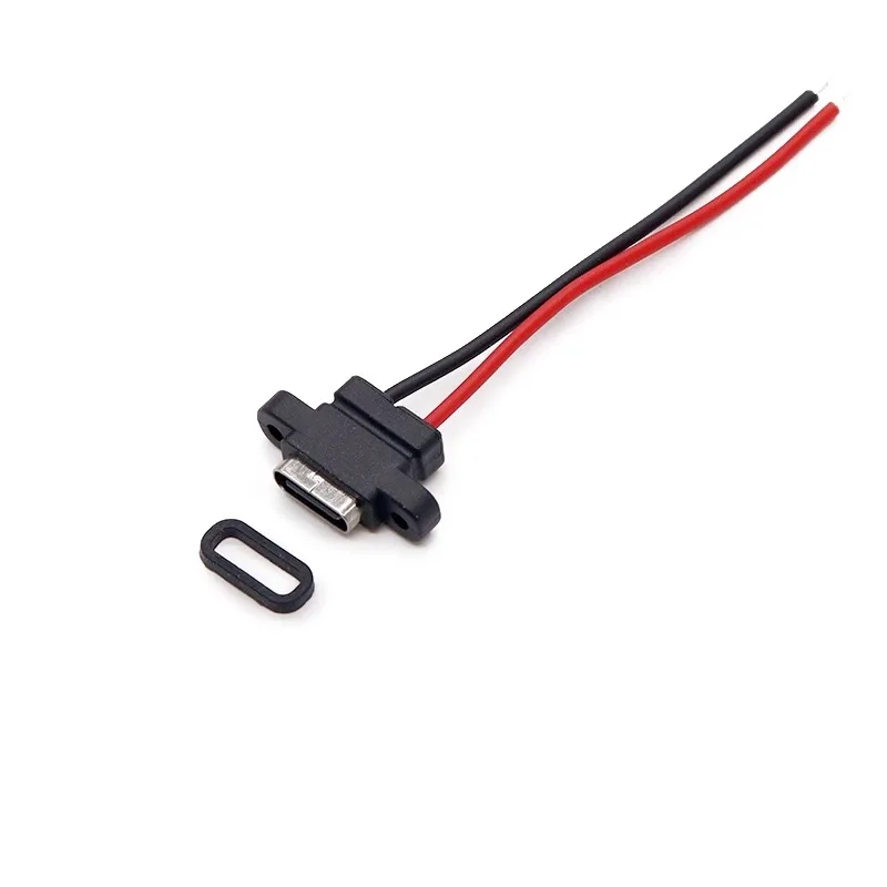 Type C Waterproof USB Connector 2P Female DIY with Mounting Hole Electric Shaver Welding Wire Tail Plug Direct