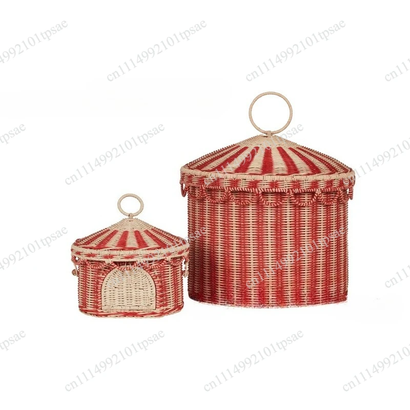 Rattan storage basket for storing household sundries and organizing boxes