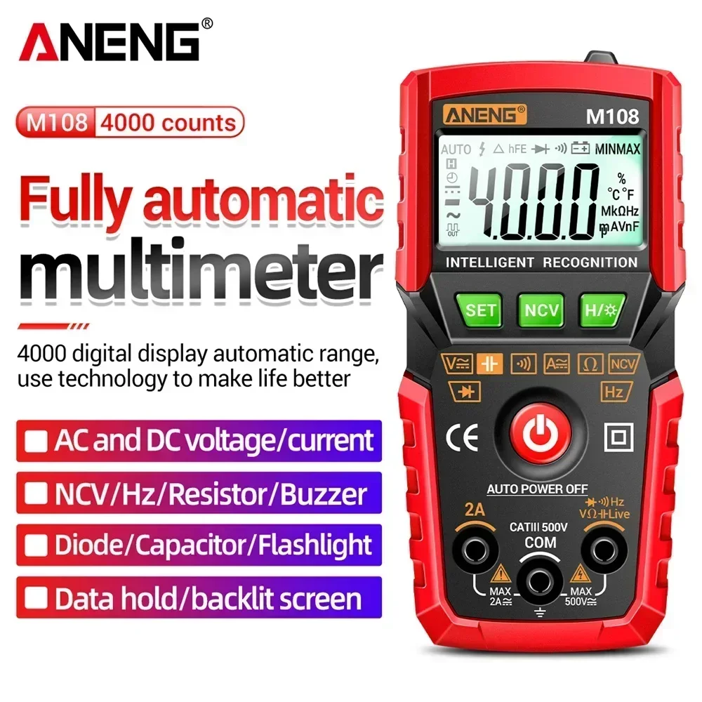 

ANENG Digital Multimeter Profesional 4000 counts MIni Auto AC/DC Voltage meter Resistance Capacitance Electrical Tester tools