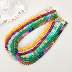 Colorful 5*8mm Natural Stone Beaded Necklace Fashion Handmade Jewelry for Women Party Wedding Accessories 16+2‘’