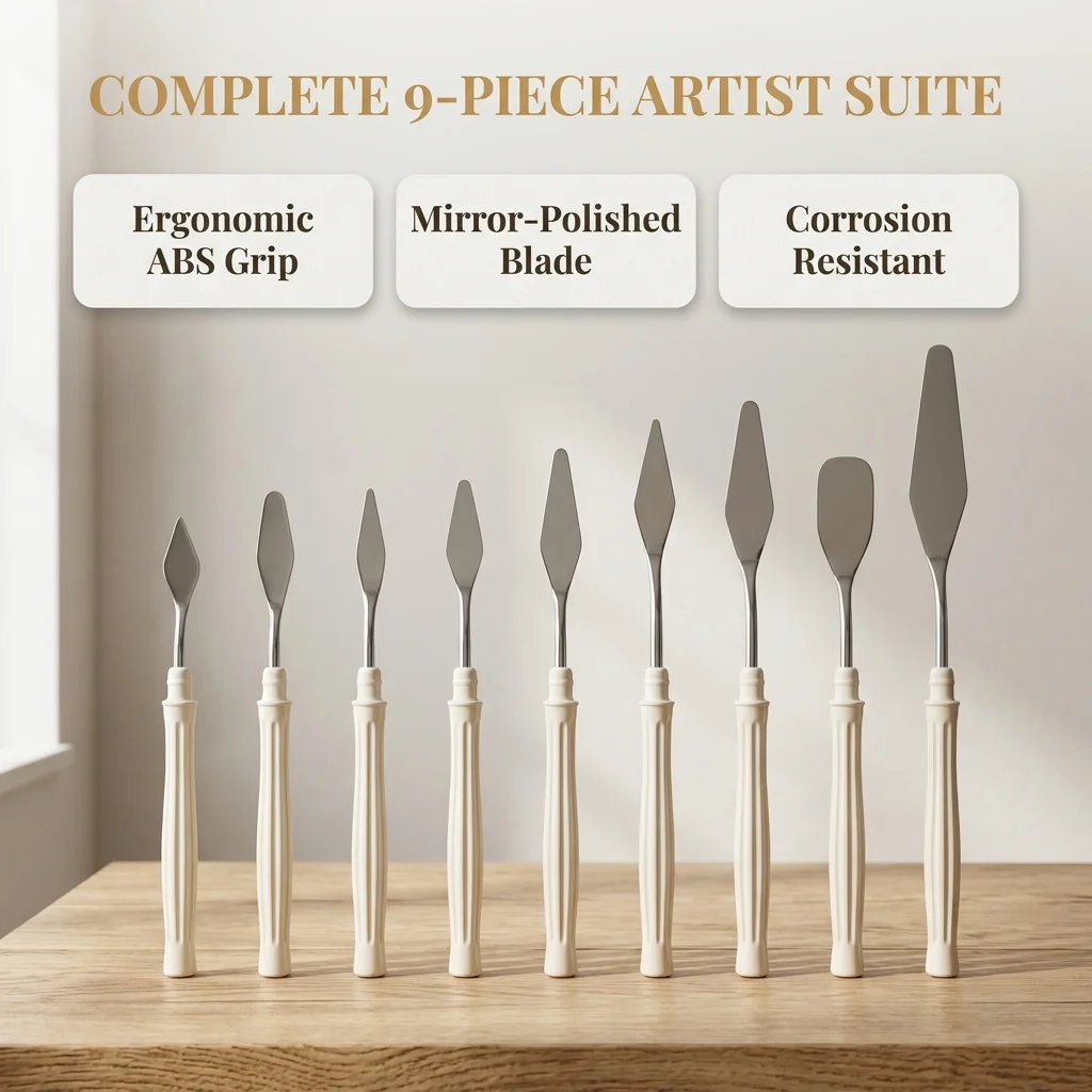 9Pcs Stainless Steel Single Oil Painting Scraper, Palette Knife for Students, Acrylic Canvas Art Tool