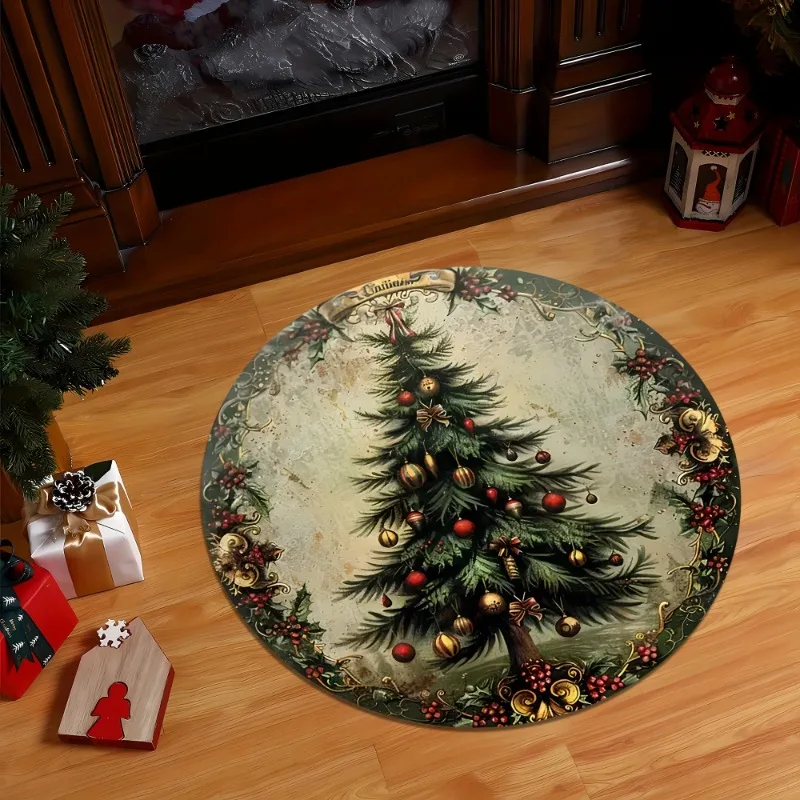Purple Snowflake Large Rug Nutcracker Figure Winter Floor Statement Piece 120x120cm