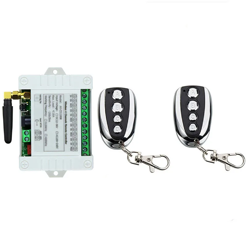Universal Wireless Remote Control AC 110V 220V 4CH 10A Relay Receiver Module RF Switch Remote Control For Gate Garage Opener