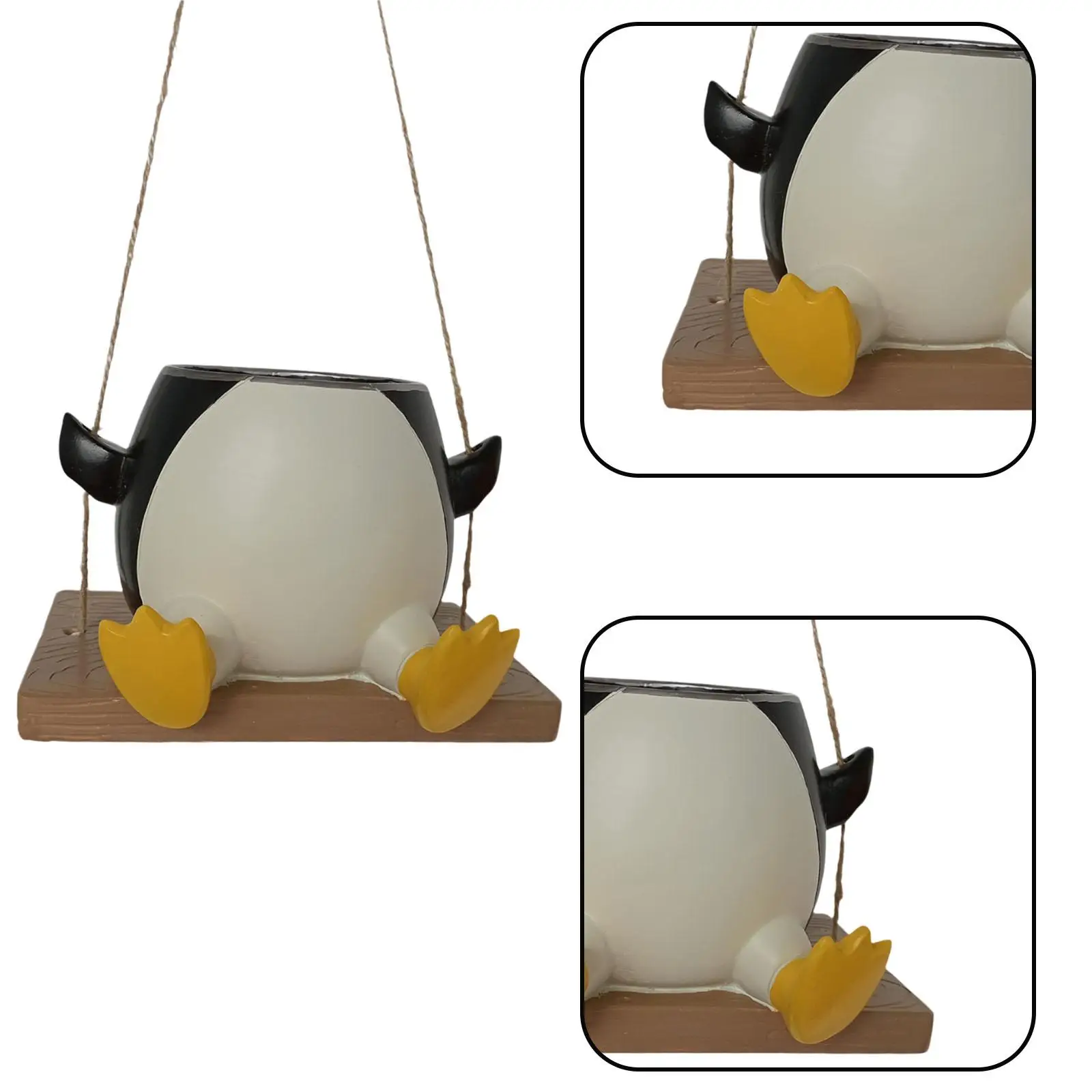 Swinging Penguin Plant Pot Hanging Flower Pot Flower Container Planter Pot Funny for Balcony Courtyard Windowsill Yard Garden