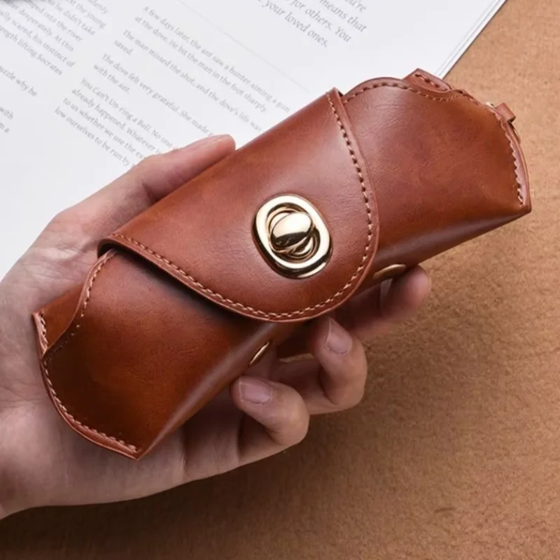 New Leather Soft Sunglasses Case Hanging Neck Portable Sunglasses Glasses Clip Glasses Case Eyeglasses Accessories