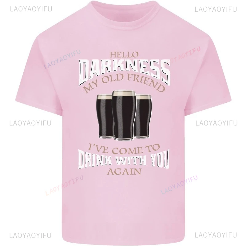 

Мужская хлопковая футболка «Hello Darkness My Old Friend», забавная Guinness, простые классические дышащие футболки с круглым вырезом и короткими рукавами для пар