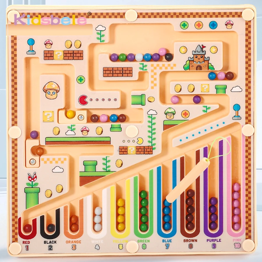 Labirinto magnético bola de caminhada educação quebra-cabeça brinquedo número classificação cor contagem brinquedo lógico aniversário presente natal para crianças