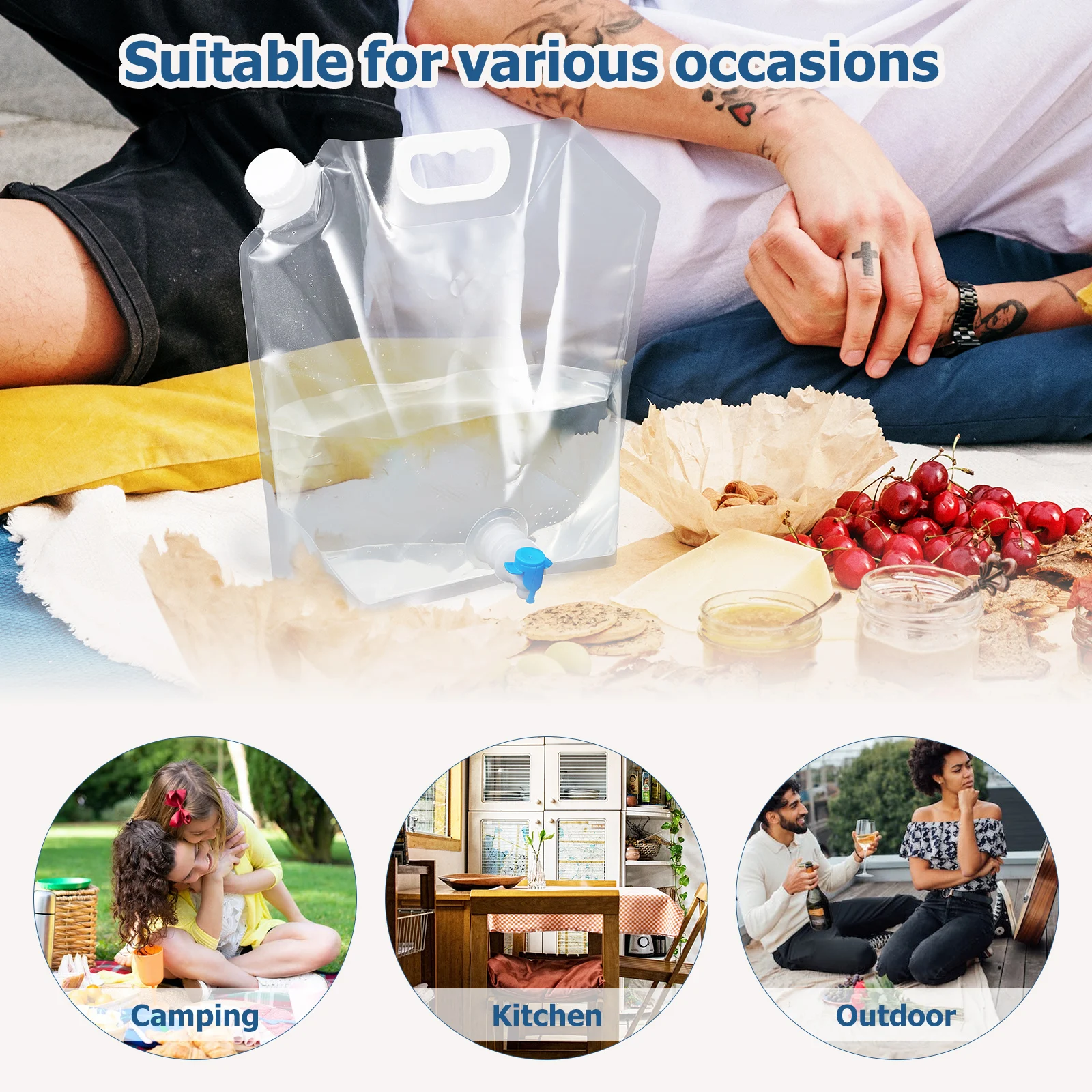 

4 Pcs Foldable Water Tank Sports Containers Collapsable Bottle Jugs Hiking Backpack Drinking Storage Car Travel