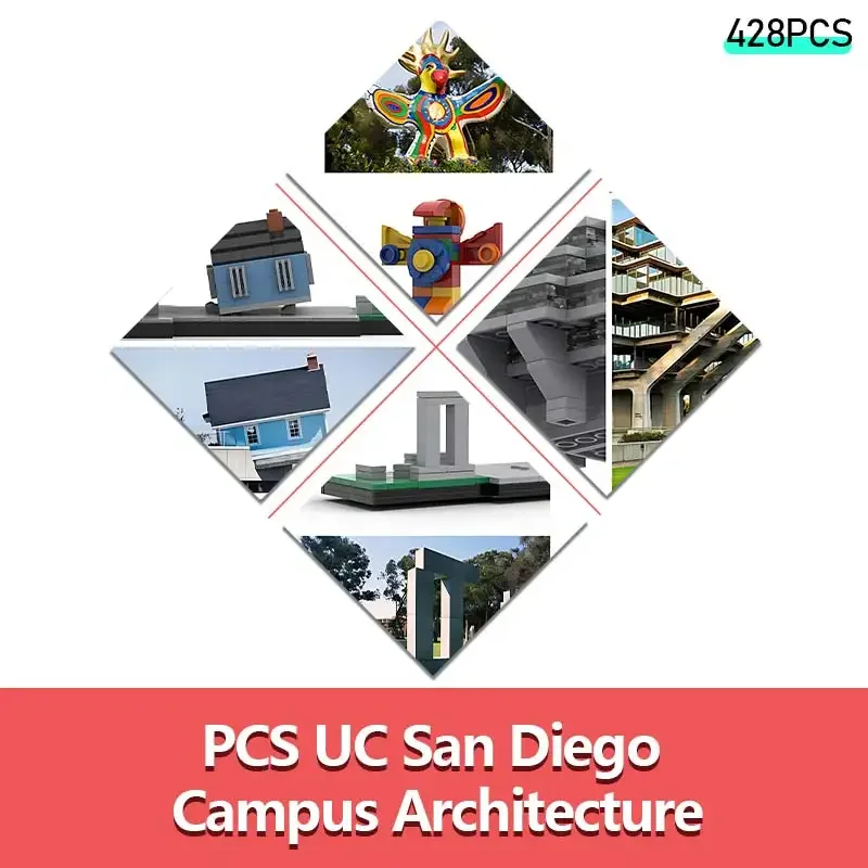 MOC City Architecture Street View UC San Diego Campus Skyline Building Block Model Kids Puzzle Assembly Toys Adult Birthday Gift