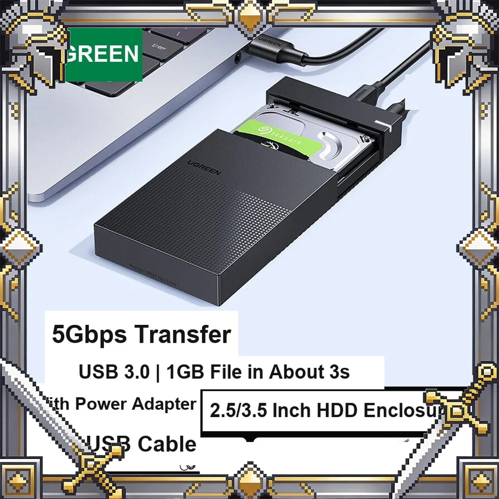 UGREEN CM472 Docking Station Adapter USB 3.0 2.5/3.5 Inch SATA External Hard Drive Enclosure 5Gbps 30729.