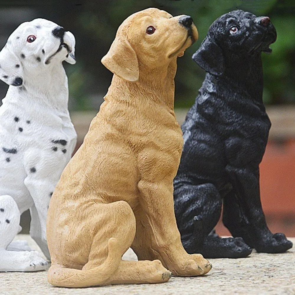 

Cute Small Dog Statue Handmade Resin Crafts Golden Retriever Statue Decorative Mini Dog Figurine Home Office Desk Decoration