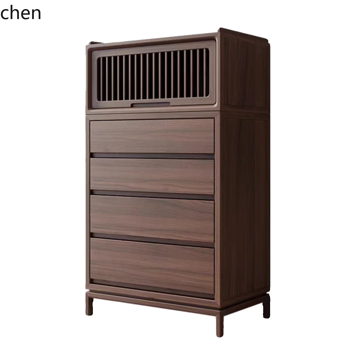 

CP new Chinese chest of drawers solid wood black walnut bedroom storage wall storage small apartment simple