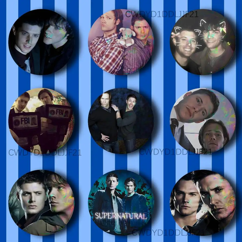 S-Supernatural Dean Sam Winchester Vintage Anime Brooch Creative Badge for Hat Bag Decoration Fans Collect Gifts